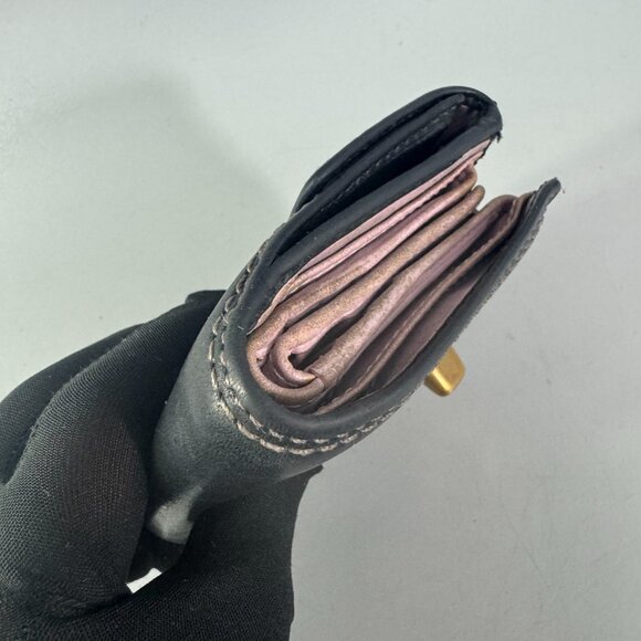 Vintage Coach Black Leather Bifold Turn-lock Wallet - Picture 13 of 14